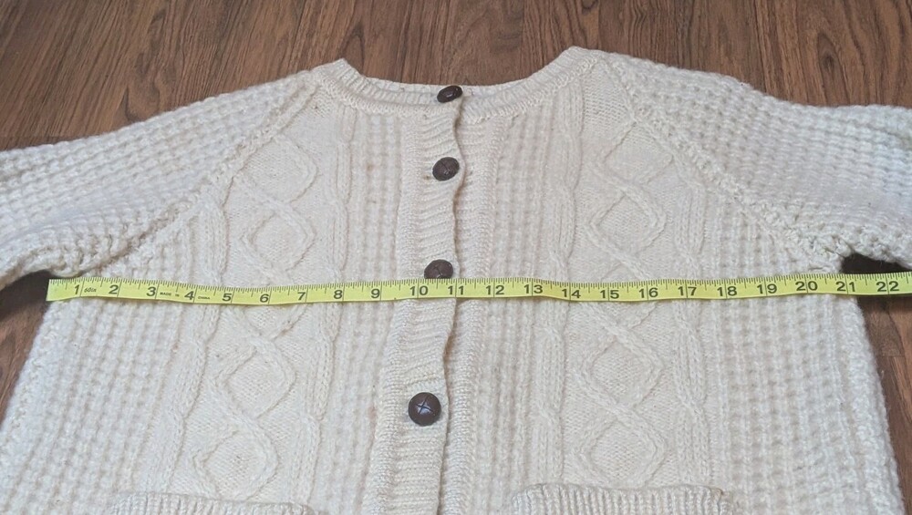 Standun Pure Irish Wool Fisherman Sweater Women's Medium (44) Cream Cable Knit - Picture 6 of 11